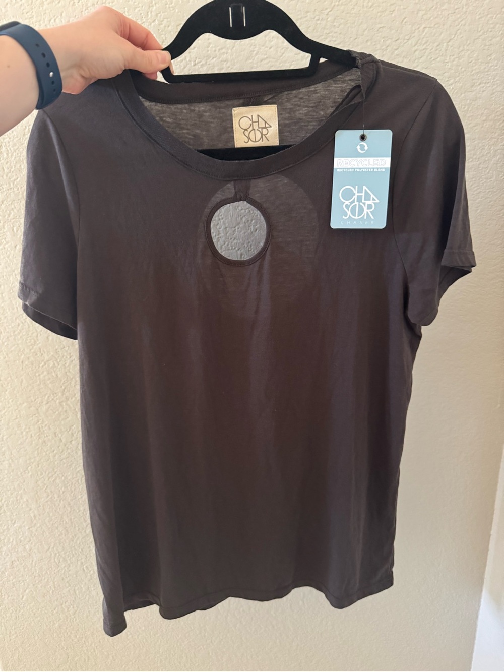 Chaser NWT Cutout Tee - Brown- Medium